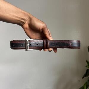Vintage Brown and black leather belt‎ size 40